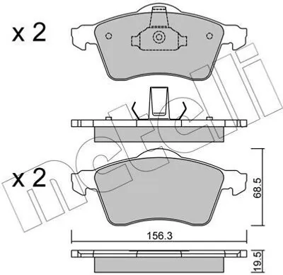 Produktbild von METELLI Bremsbeläge Satz Vorne Bremsklötze für VW Transporter IV Bus (70B, 70C, 7DB, 7DK, 70J, 70K, 7DC, 7DJ) 22-0263-0