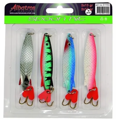 Productafbeelding van Albatros Spoonkit - Albatros 4-delige kunstaas set met blinkers van 13 tot 17 gram voor roofvissen