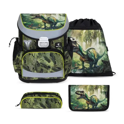 Belmil Mini-Fit ergonomisches Schulranzen-Set 4-teilig "Lost World" mit Brustgurt