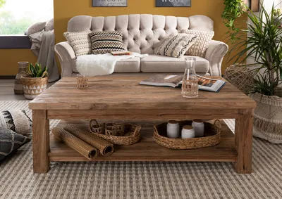 Produktbild von MASSIVMOEBEL24 Couchtisch Teak 130x75x45 natur unbehandelt BASSANO #139