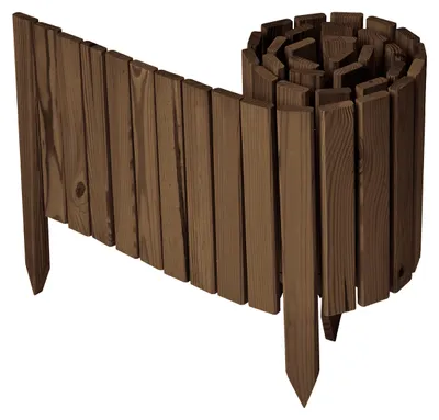 Produktbild von Garronda Beeteinfassung Holz Rollzaun Gartenzaun imprägniert Flexibler Rollborder Rasenkante Länge: 200 cm (Dunkelbraun, Höhe: 30 cm)