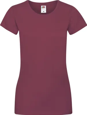 Produktbild von Fruit Of The Loom Damen Lady-Fit Sofspun T-Shirt, Kurzarm, Rundhalsausschnitt RW3302 (S) (Burgunder)