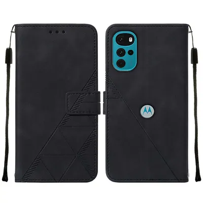 Produktbild von Moto G22 Hülle, Schlank Prägung Flip Leder Kartenfächer Schutzhülle mit Ständer für Motorola Moto G22 Schwarz