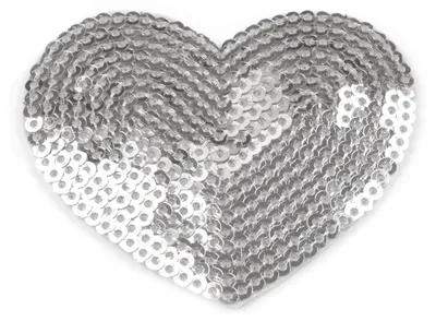 1 Pailletten Aufbügler, Aufnäher Herz 55x60mm, silber