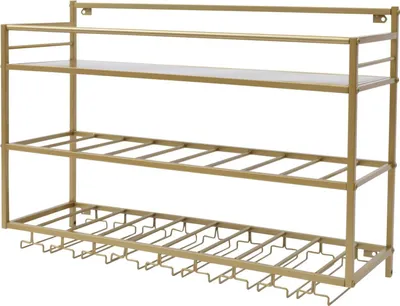 Immagine prodotto di Scaffale per vino - Portabottiglie in metallo da parete - Stile industriale e rustico - Scaffale da parete sospeso - Salvaspazio per cucina e bar - Blu