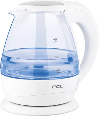 Produktbild von ECG RK 1520, 1,5 l, 1850 W, Weiß, Glas, Kunststoff, Edelstahl, Wasserstandsanzeige, Überhitzungsschutz