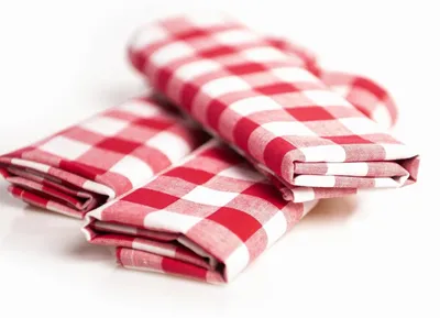 Image de Lot de 12 serviettes de table "Landhuis", rouge et blanc à carreaux, 50x50 cm, 100% coton