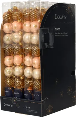 Produktbild von Weihnachtskugeln Glas mit Motiven 3cm 9er Set Perle / Brandy Mix