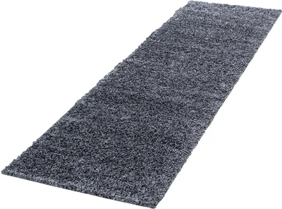 Produktbild von Teppich Läufer Wohnzimmer Grau 80x250 Unicolor - Einfarbig aus Polypropylen