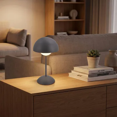 Immagine prodotto di Briloner KUGLE Lampada da tavolo senza fili IP44, dimmerabile, touch, batteria ricaricabile, protezione dagli spruzzi d'acqua, antracite, Ø16 x 29 cm