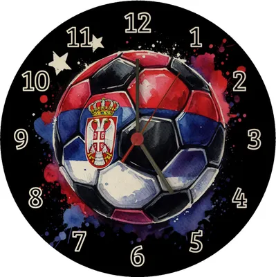 Produktbild von Fußball Serbien Flagge Wanduhr aus MDF