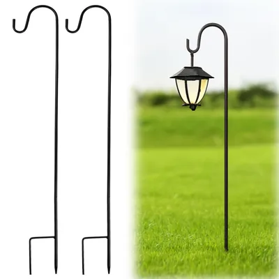 Immagine prodotto di 2 supporti per lanterne da giardino, altezza regolabile, in metallo, tipo "schäferhaken" (gancio da pastore), lunghezza 81 cm