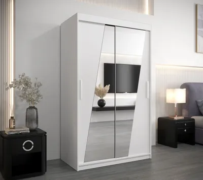 Obrázek produktu pro Šatní skříň se zrcadly KAMILA - šířka 120 cm, bílá