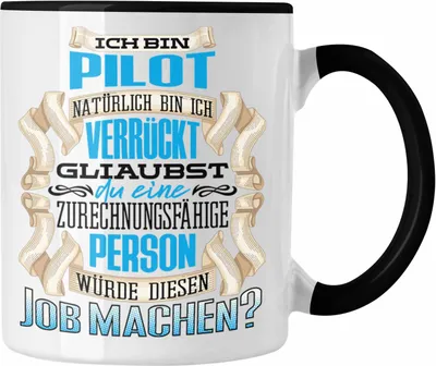Produktbild von Trendation - Ich Bin Pilot Tasse Geschenk Geburtstag Lustiger Spruch Pilot Geschenkidee (Schwarz)