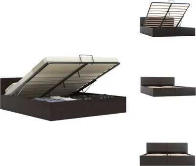 Produktbild von vidaXL Stauraumbett Hydraulisch Grau Kunstleder 160×200cm -  Betten & Bettgestelle