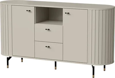 Produktbild von BETTSO Zweitürige Kommode ZANTE 150 cm Kaschmir Beige – Sideboard mit abgerundeten Seiten & Riffelfront – Modernes Wohnzimmer