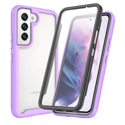 Immagine prodotto di Custodia per Samsung Galaxy S22 5G, paraurti con protezione dello schermo a 360° integrata Custodia protettiva per tutto il corpo Viola