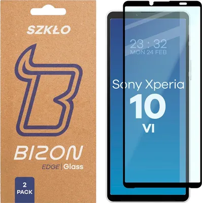 Produktbild von 2x Gehärtetes Glas für Sony Xperia 10 VI, Bizon Glass Edge Duo, Schwarzer Rahmen