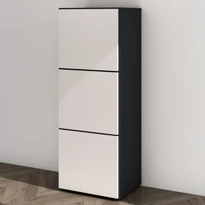 Produktbild von Mai & Mai Schuhschrank Schuhkommode mit 3 Schränken BTH: 45x36x120 cm Schuhregal Möbel in Anthrazit matt + Weiß matt Schuhschrank02