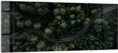 Produktbild von DEQORI Küchenrückwand Glas 125x50 cm 'Grüne Straßenwelt' Spritzschutz Bad Rückwand Küche