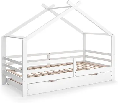 Imagen del producto de Cama infantil tipo casa, color blanco, 200 x 90 cm