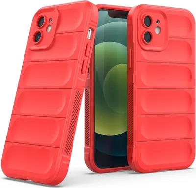 Produktbild von iPhone 12 Hülle, Weich TPU Silikon Stossfest Anti-rutsch Schutzhülle für iPhone 12 Rot