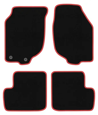 Produktbild von Fußmatten Automatten Velours Schwarz/Rot für Rover 200 2000-2005 Set 4-tlg
