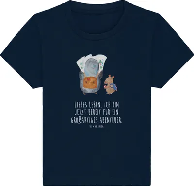Produktbild von Mr. & Mrs. Panda Babyshirt Pinguin & Maus Wanderer 0. - 6. Monat - French Navy - Geschenk, Organic Baby T-Shirt, , Kleinkind Shirt, Abenteuer, Ausflug, Kinder Top