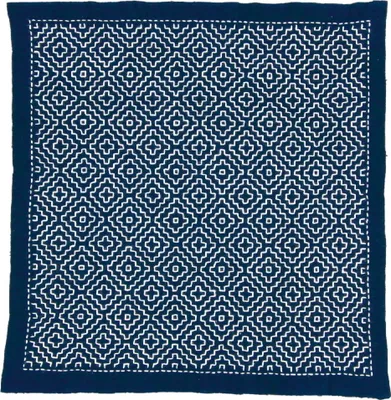 Zdjęcie produktu dla Zestaw do haftu Olympus Hitomezashi Sashiko "Hana Fukin Persimmon Flowers", tkanina drukowana, 33x33cm, oryginał z Japonii