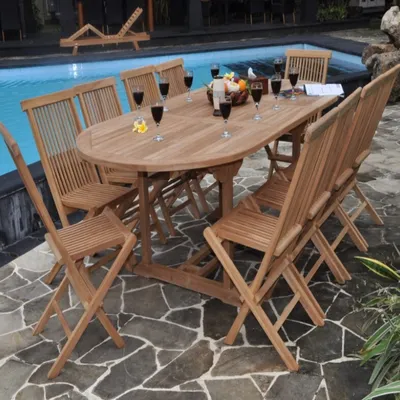 Zdjęcie produktu dla Zestaw mebli ogrodowych 8 składanych krzeseł Alessandria + rozkładany stół Parma 180-240 x 120 cm