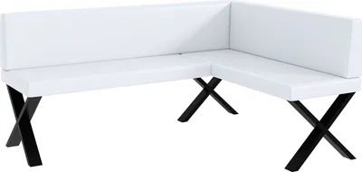 Produktbild von MEBLINI Eckbank für Esszimmer - Küchenbank - Essecke - Sitzecke Küche - TONI - X-Beine 128x168x87cm Rechts - Weiß Kunstleder