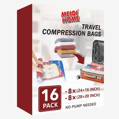 Image de Sacs de conservation sous vide, rouleables, lot de 16, hermétiques, gain de place, pour vêtements et linge de lit