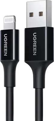 Produktbild von Ugreen US155 MFi-es USB-A auf Lightning Ladekabel, 2.4A, 1m, Schwarz
