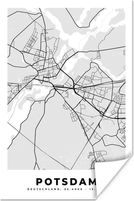 Produktbild von MuchoWow® Poster Potsdam - Karte - Stadtplan - Deutschland 120x180 cm - Kunstposter