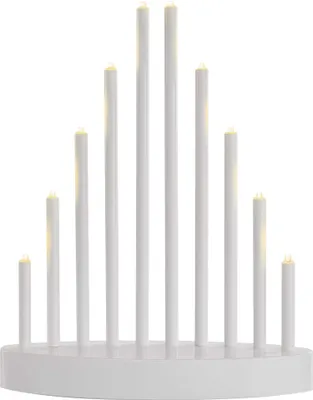 LED Kerzenhalter weiß, 24,5 cm, 3x AA, Innen, warmweiss, Timer