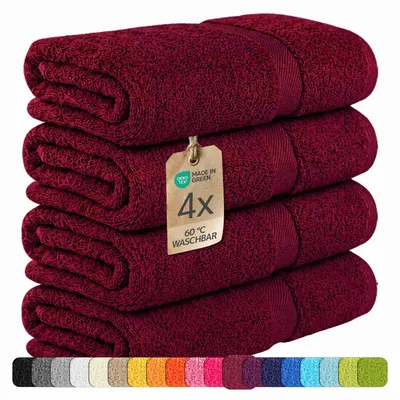 Produktbild von etérea Carli Frottier 100% Baumwolle 500 g/m² – 4er Set Duschtücher Bordeaux 70x140 cm