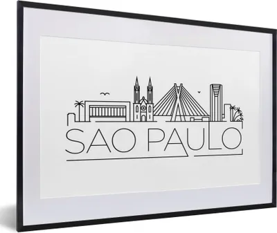 Produktbild von MuchoWow® MuchoWow® Gerahmtes Poster Stadtbild "Sao Paulo" mit weißem Hintergrund 60x40 cm - Poster mit zchwarzem Bilderrahmen - Schlafzimmer - Plakat in Rahmen - Drucken