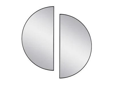 Produktbild von Satz von 2 halbrunden Designer-Spiegeln aus Metall - L.50 x H.100 cm - Schwarz - GAVRA