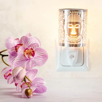 Obrázok produktu pre Aromatická lampa Candle Brothers Spirit s nočným osvetlením, z duroplastu a železa, VxŠ: 14x7 cm, na vonné vosky, biela/strieborná