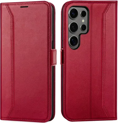 Produktbild von Conie RFID Klapp Tasche für Samsung Galaxy S24 Ultra Kartenfach Hülle Rundumschutz in Rot