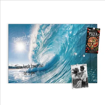 Produktbild von Magnettafel 90x60cm Pinnwand Whiteboard beschreibbar - Riesige Welle Strand