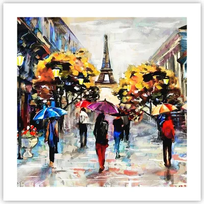 Produktbild von Poster - Poster ohne Rahmen - Paris Stadt Zuhause - 50x50 cm - Wand Bild - Wanddeko - Wandbilder - Kunstposter - Wandposter - Bilder - Kunstdruck - Wanddekoration - Wandbild - P2XAC50x50-3941