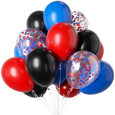 Ballons rot schwarz blau, 31 cm, für Partys