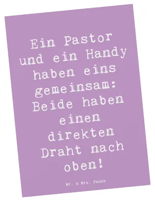 Produktbild von Mr. & Mrs. Panda Postkarte Spruch Pastor Verbindung - Lavendeltraum - Geschenk, Berufe, Gemeinde, Seelsorge Humor, Ansichtskarten, Grußkarte, Beruf, kirchlicher