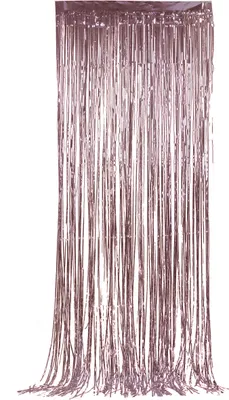 Image de Rideau à franges en plastique rose doré 244x92cm - taille unique