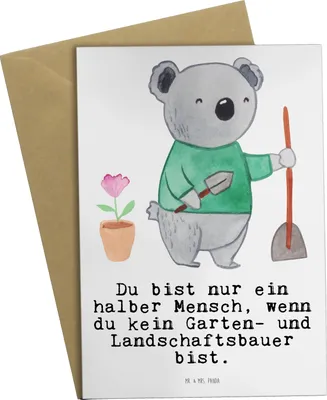 Produktbild von Mr. & Mrs. Panda Grußkarte Garten- und Landschaftsbauer Herz - Weiß - Geschenk, Gärtnerei, Gartenplaner, hochzeitskarten, weihnachtskarten, Grußkarten, Spruch, Gartenbau