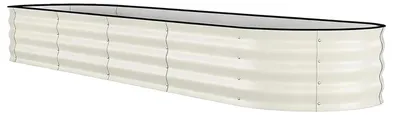 Obrázek produktu pro Oválný pozinkovaný vyvýšený záhon – kovový květináč 240 × 60 × 45 cm – hluboký záhon – velký zahradní květináč na zeleninu, květiny a bylinky – bílý