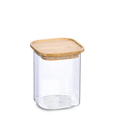 Produktbild von Zeller Vorratsglas m. Bambusdeckel, 900 ml, Borosilikat Glas / Bambus / Silikon, transparent, ca. 10 x 10 x 13,6 cm