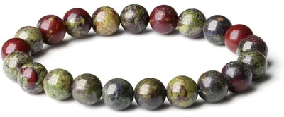 Produktbild von Kristall Armband Damen Herren Perlenarmband Naturstein Blutstein 8mm elastisch