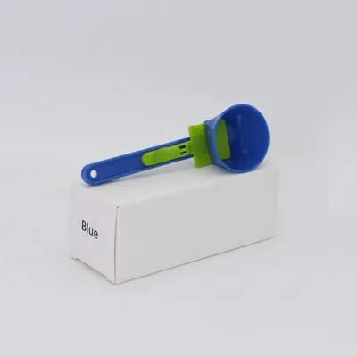 Image de INF Cuillère doseuse coulissante anti-fuite — Pelle entonnoir pour café et poudres, versement précis et nettoyage facile Bleu